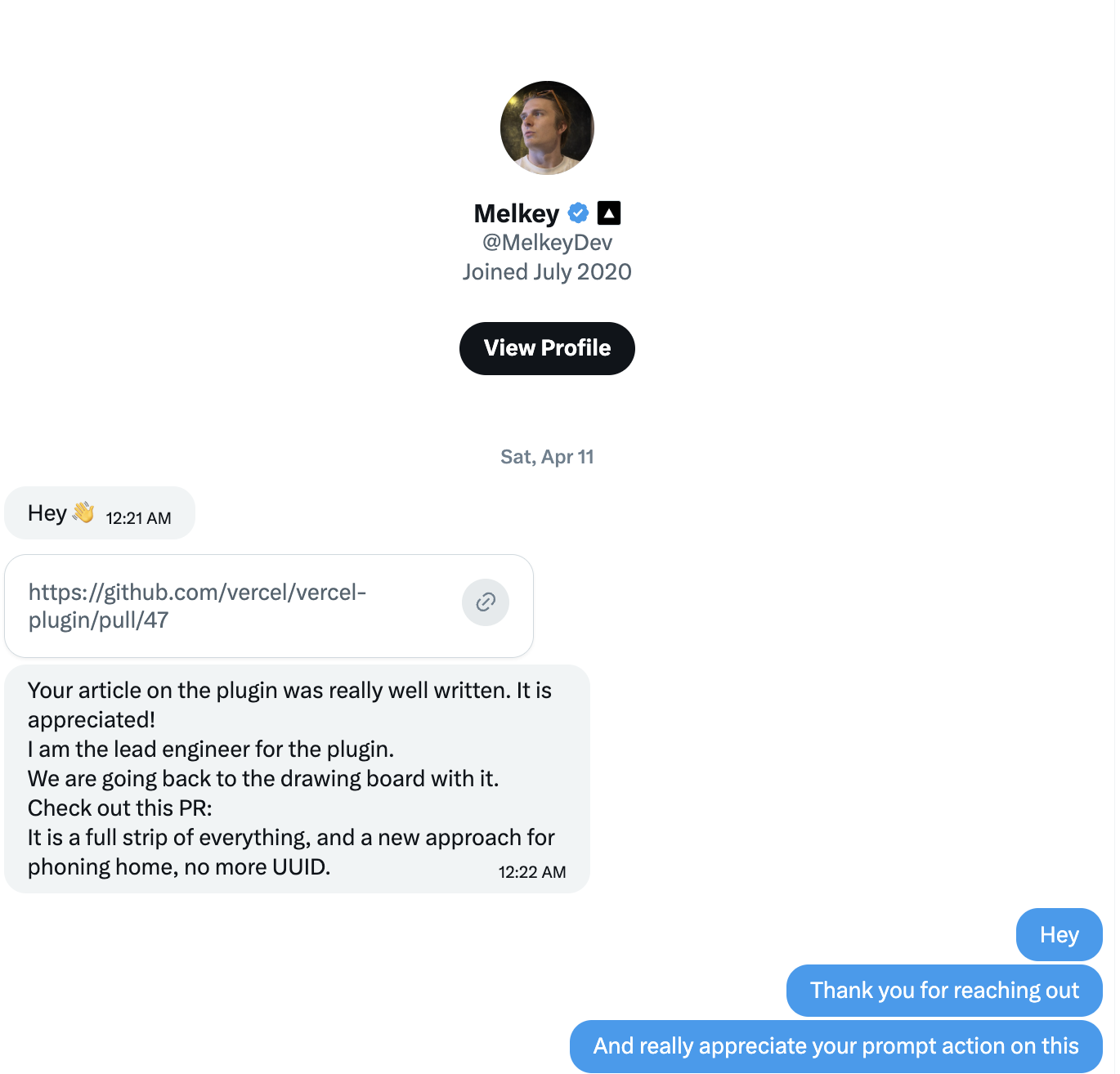 Melkey sharing PR link